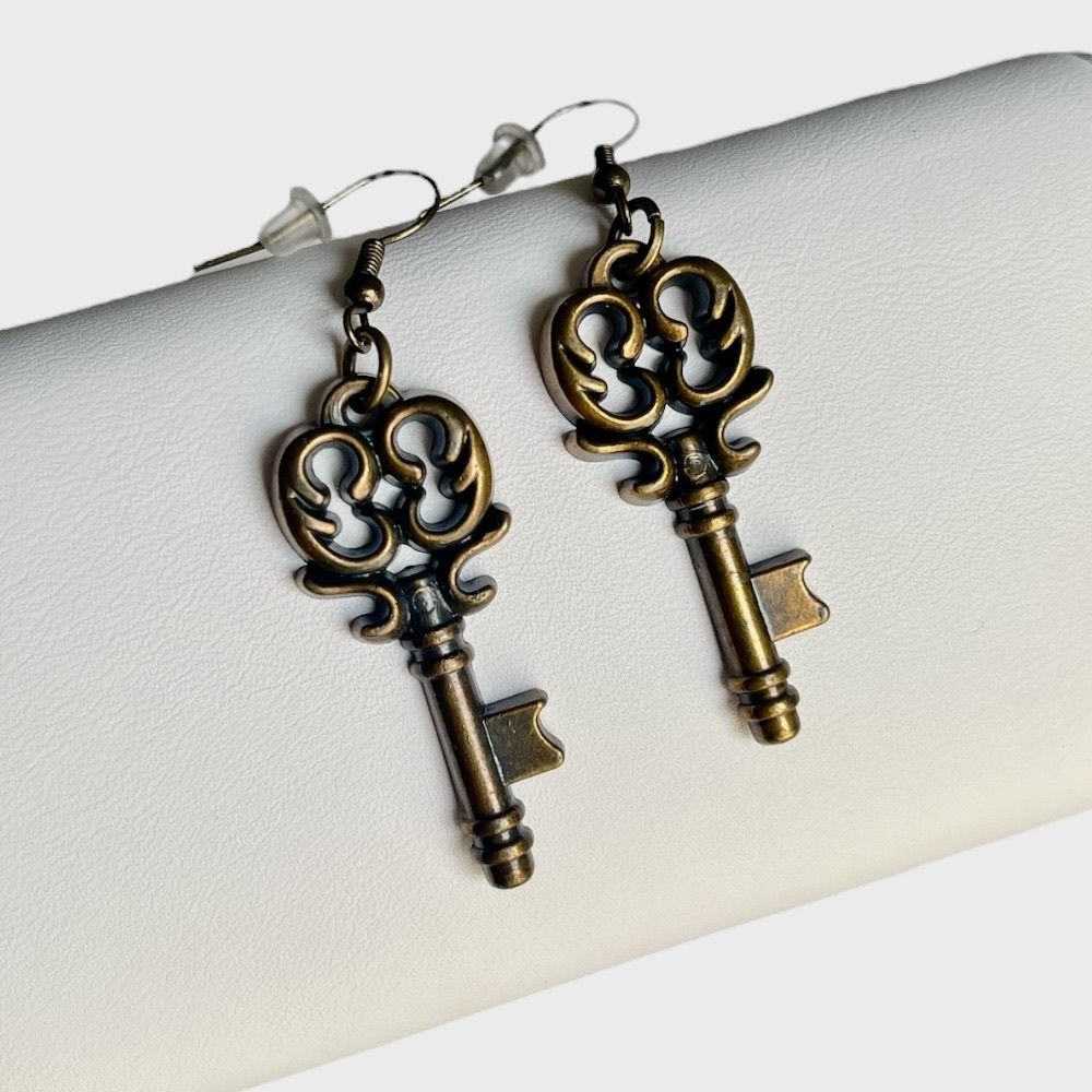 Acrylic Antique Key Design Earrings